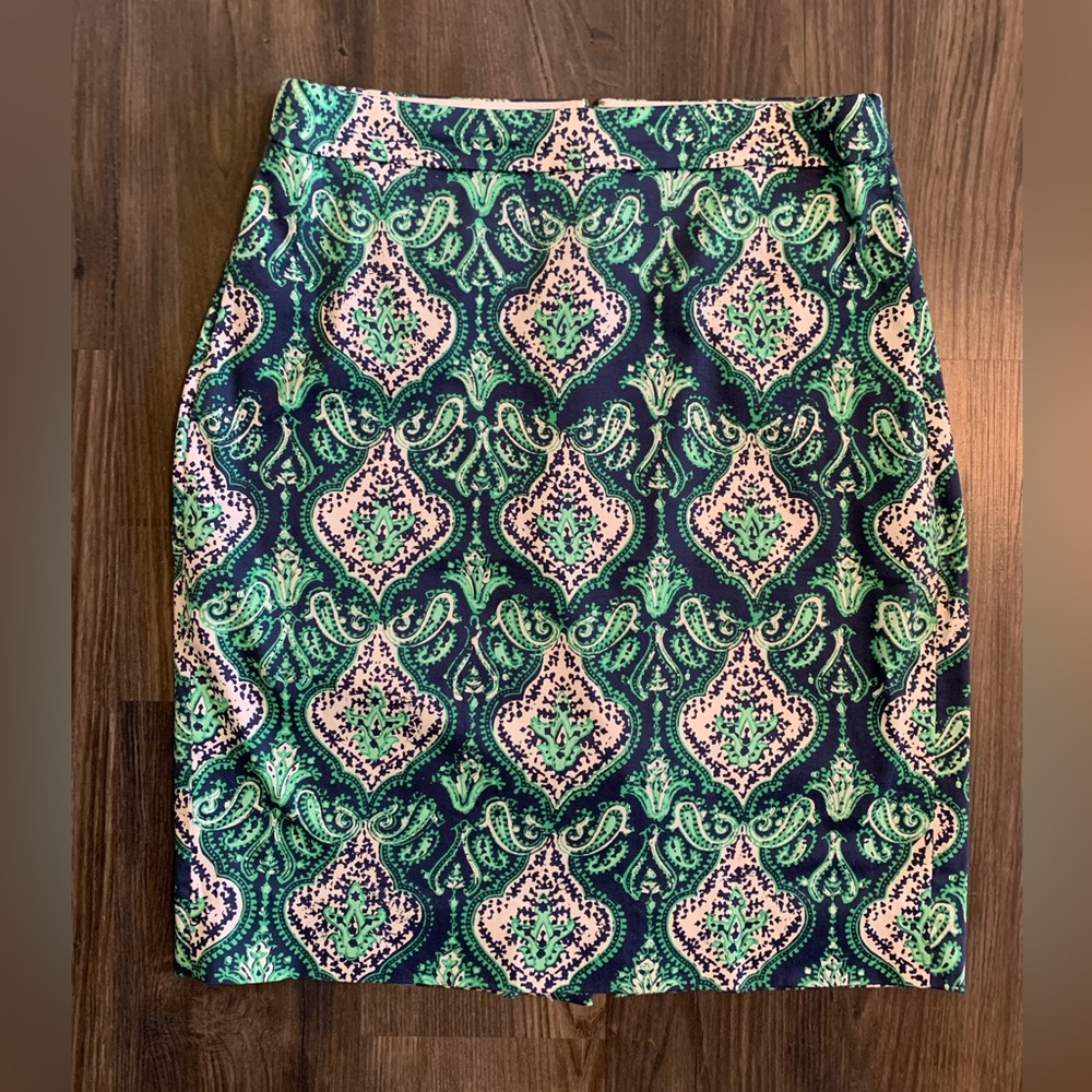 J. Crew Factory Sz 8 The Pencil Skirt Blue Green